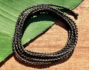 Hand Braided Waxed Nylon Cord, 39 Inches in Length - Black & Bronze