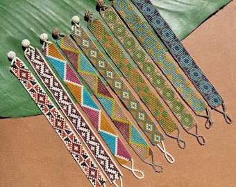 Seed Bead Loom Bracelet with Button Clasp