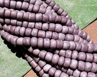 2 Strands - Indonesian Glass Beads - Matte Purple, Made in Java