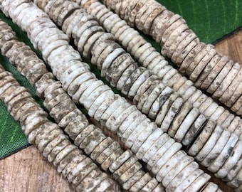 Perline vintage in guscio d'uovo di struzzo - Vendute sfuse, 50 grammi, oltre 100 perline