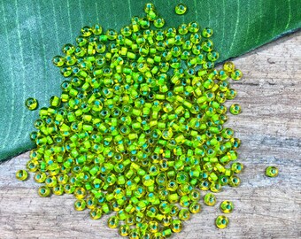 Seed Beads - Vintage Japanese, Size 6, Seed Beads in Lime, 50 grams