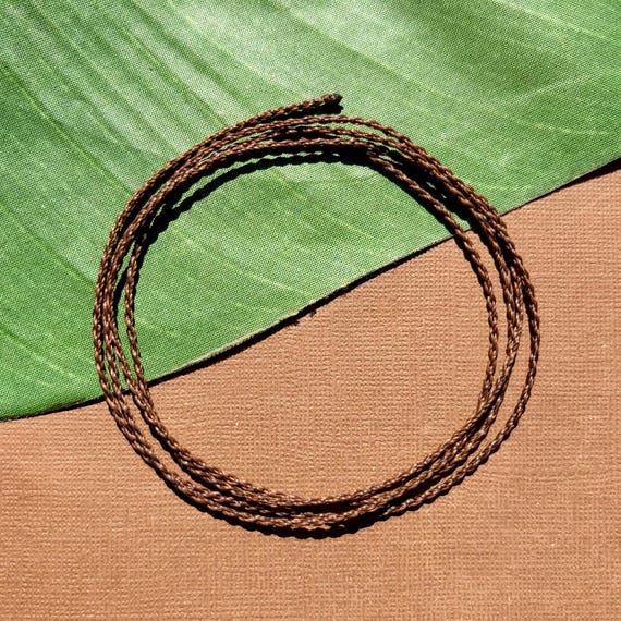 Hand Braided Skinny 2mm Waxed Nylon Cord, 39" in Length - Medium Brown