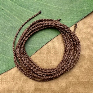Hand Braided Skinny 2mm Waxed Nylon Cord, 39 Inches in Length - Medium Brown