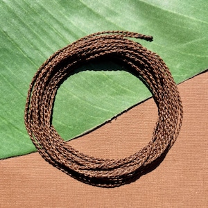 Hand Braided Skinny 1.5mm Waxed Nylon Cord, 39" in Length - Medium Brown image 4