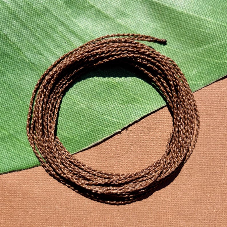 Hand Braided Skinny 1.5mm Waxed Nylon Cord, 39" in Length - Medium Brown image 4