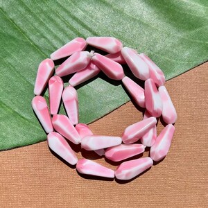 Vintage German Window Pink Teardrop Beads - 25 Pieces