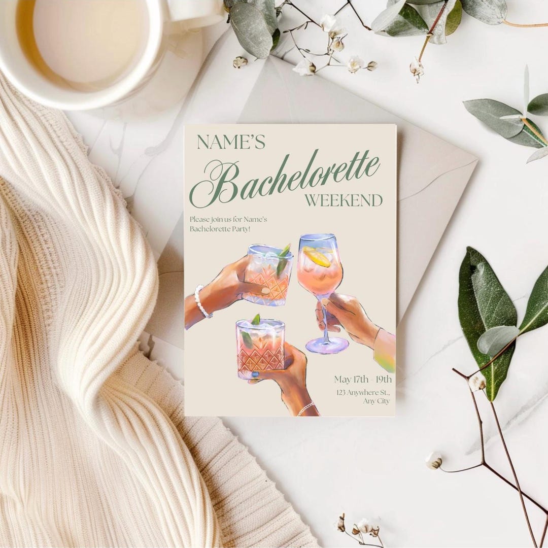 Bachelorette Party Invitation, Bachelorette Weekend Invite, Green