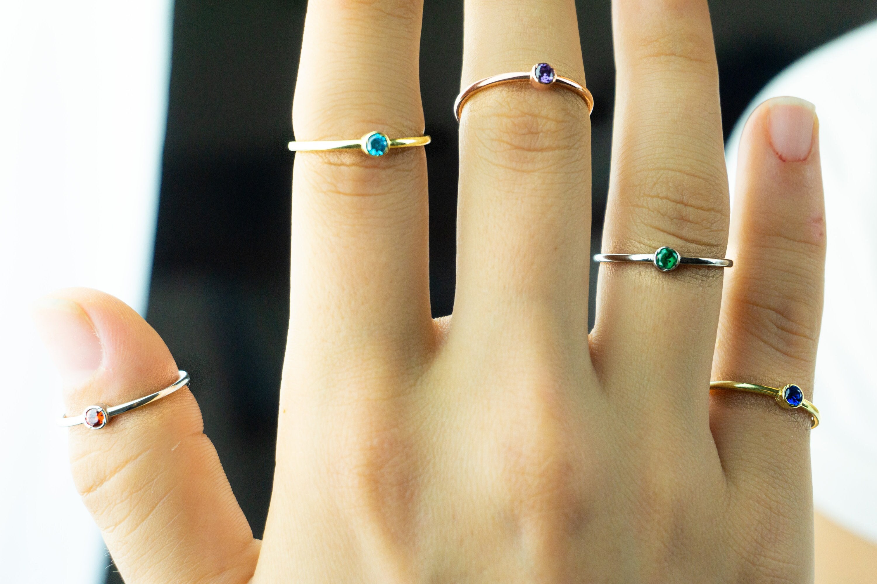 Minimalist cheap birthstone ring