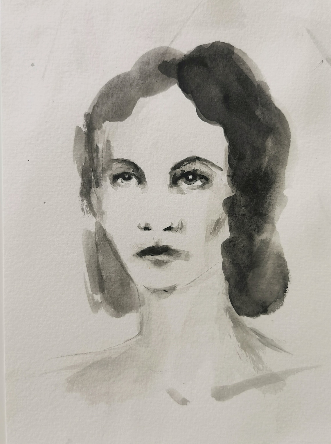 Original Artwork Blackandwhite Watercolour Portrait Wall Etsy UK