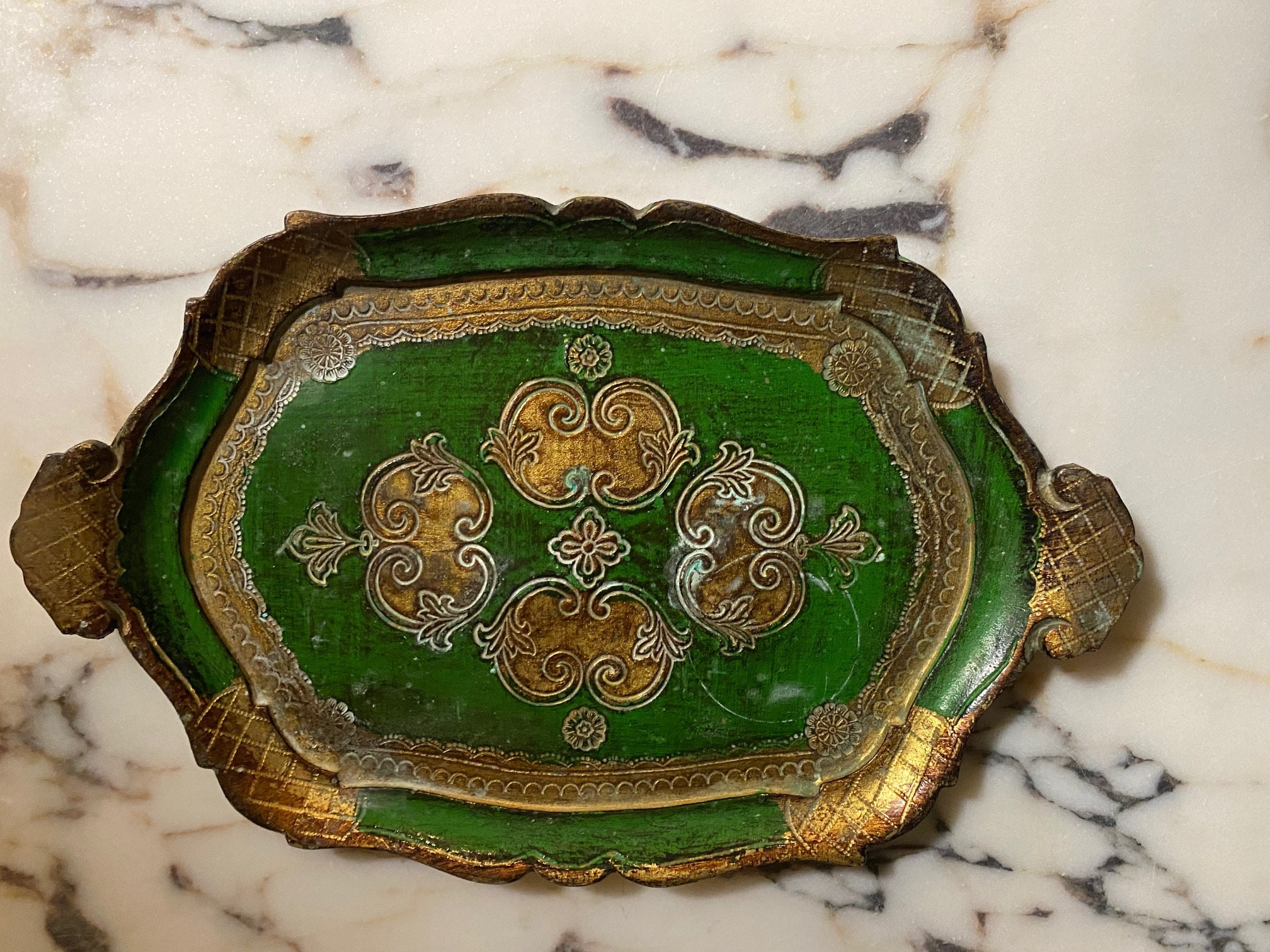 Vintage Italian Florentine Gold gilt serving tray Etsy