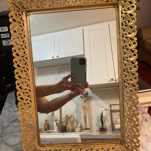 Vintage, Hollywood Regency medal, standing mirror