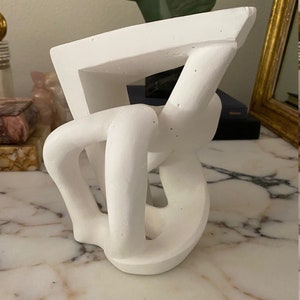 Vintage abstract white chalk mid century modern sculpture