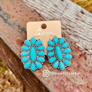 Turquoise Concho Stud Earrings