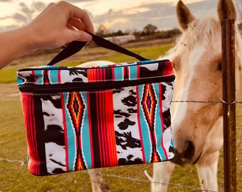 Serape/Aztec/Cow Print Cosmetic Bag