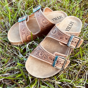 Darla Tooled Leather Sandals