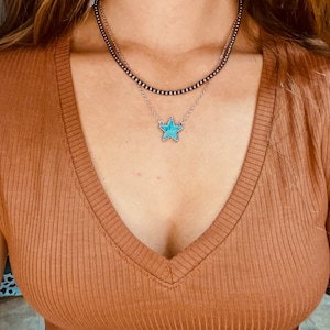 Turquoise Star Navajo Bead Layered Necklace