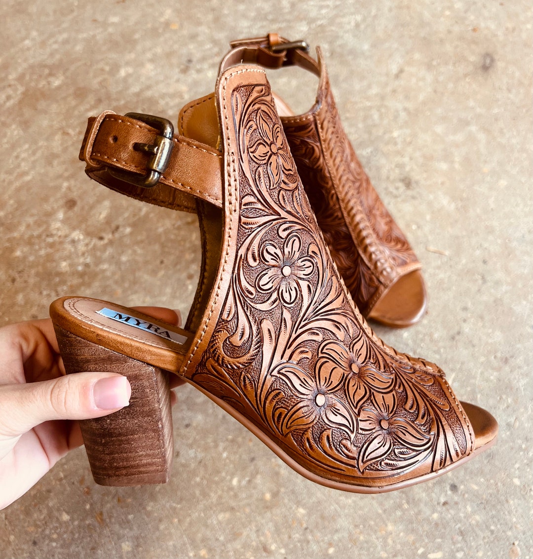 western leather wedges