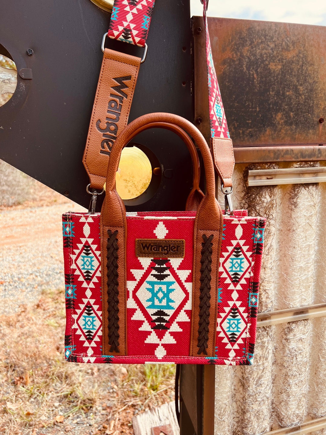 Red Wrangler Canvas Tote Purse Etsy