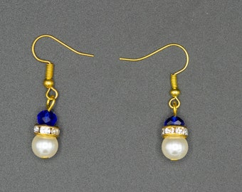 Boucles d'oreilles avec perles de verre à facettes et rondelles de strass