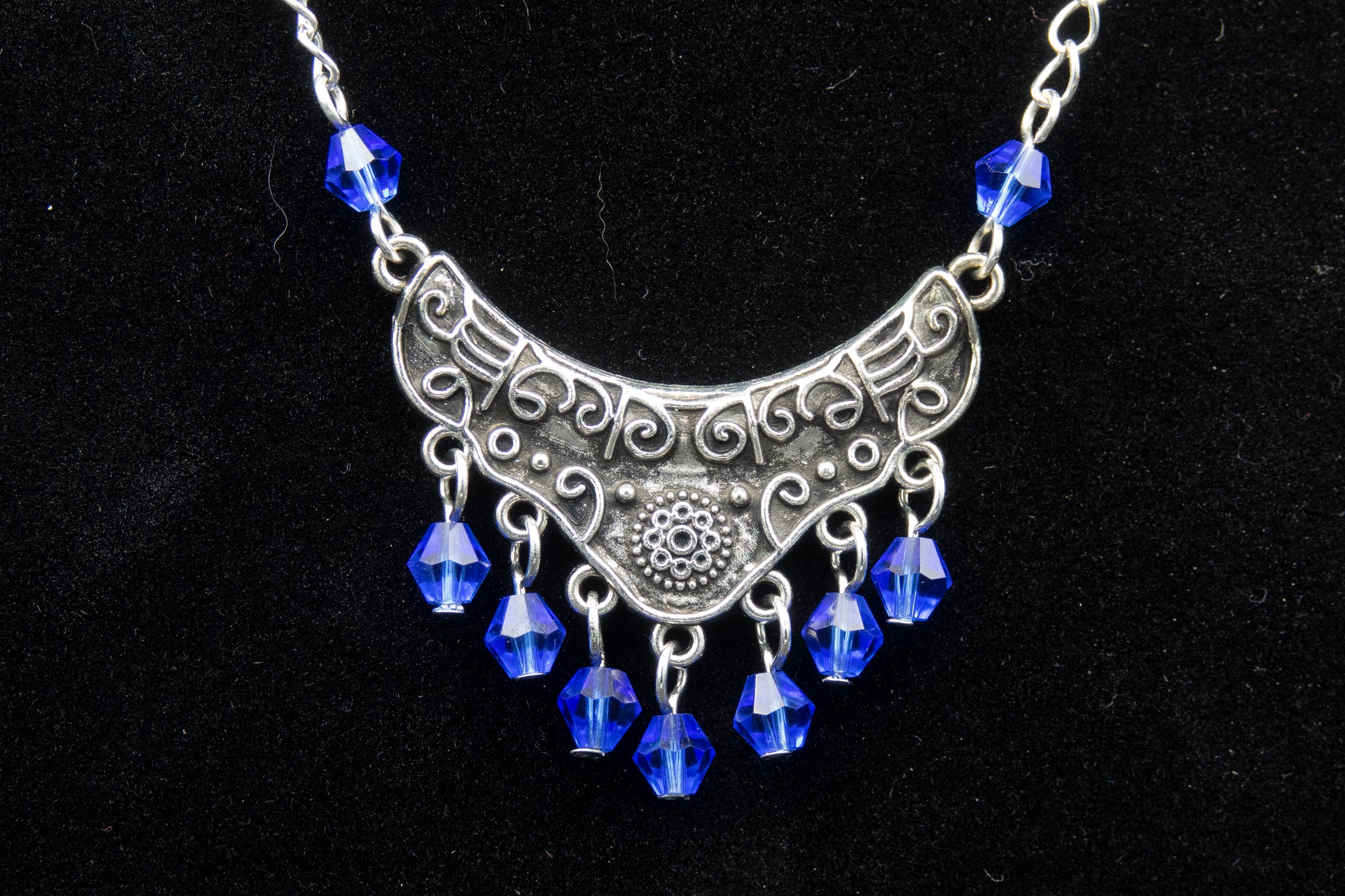 Collier Style Tibétain En Verre Coloré Vert - Alliage Argenté, Bijou Fantaisie Femme, Neuf Sans Emballage