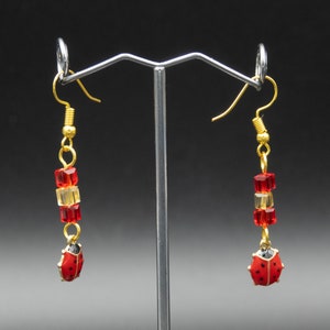 Ladybug earrings with faceted glass beads