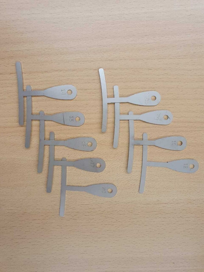 Radius Gauges Understring Set 7.25, 9.5, 10, 12,14, 15, 16, 17, 20