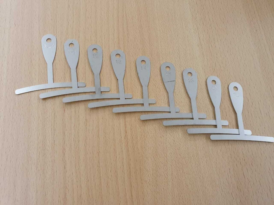 Radius Gauges Understring Set 7.25, 9.5, 10, 12,14, 15, 16, 17, 20