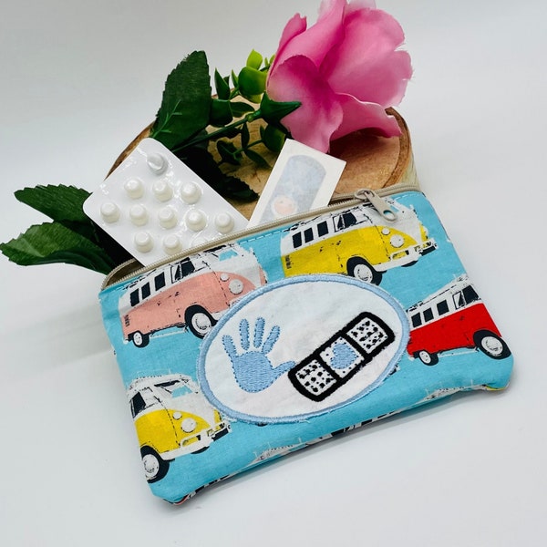 Emergency bag Bulli VW plaster bag cosmetic bag, medicine bag tablet bag, allergy bag, first aid sugar bag boys