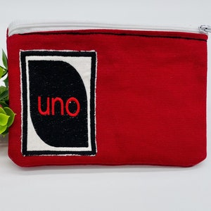 Spielkarten Etui UNO Karten Aufbewahrung gestickte Tasche Hülle, Geschenk Idee, Hobby Karten, Kartenspieler, Weinrot Canvas
