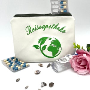 Medicine bag emergency bag allergy bag travel pharmacy first aid bag imitation leather embroidered travel medicine storage