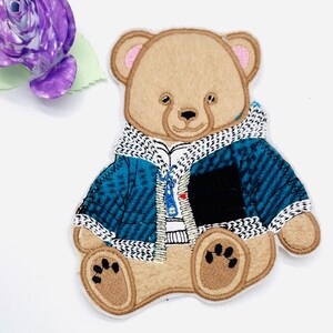 Teddybär Aufnäher Patch – 3D Effekt, XL Bügelbild, Geschenk Einschulung