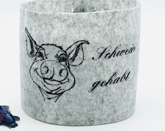 Klopapierbanderole Ersatzrollenaufbewahrung, Filz Banderole Toilettenpapier Mitbringsel Klopapier Hülle, mit Schwein Spruch bestickt Klohut