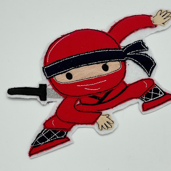 Ninja Stickapplikation Applikation Patch Schultüte Zuckertüte  Bügelmotiv Aufbügelbilder  XL in Rot Schuleinführung Krieger Held 2 Motive