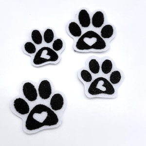Pfoten-Aufnäher Mini Katze Hund – Bügelbild Stickapplikation Geschenk Kinder Kleidung Schultüte