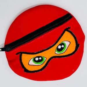 Ninja Geldbörse Portemonnaie Schlüsseltasche, Ninja Krieger Kämpfer, Applikation Face Geschenk Jungen Mädchen für Zuckertüte zur Einschulung