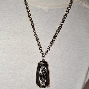 Vintage coat of arms pendant statement necklace 22&quot;