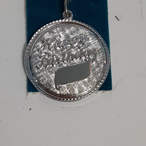 Vintage happy birthday sterling silver charm on card