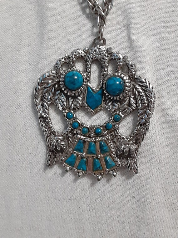 Vintage faux turquoise native american style owl … - image 1