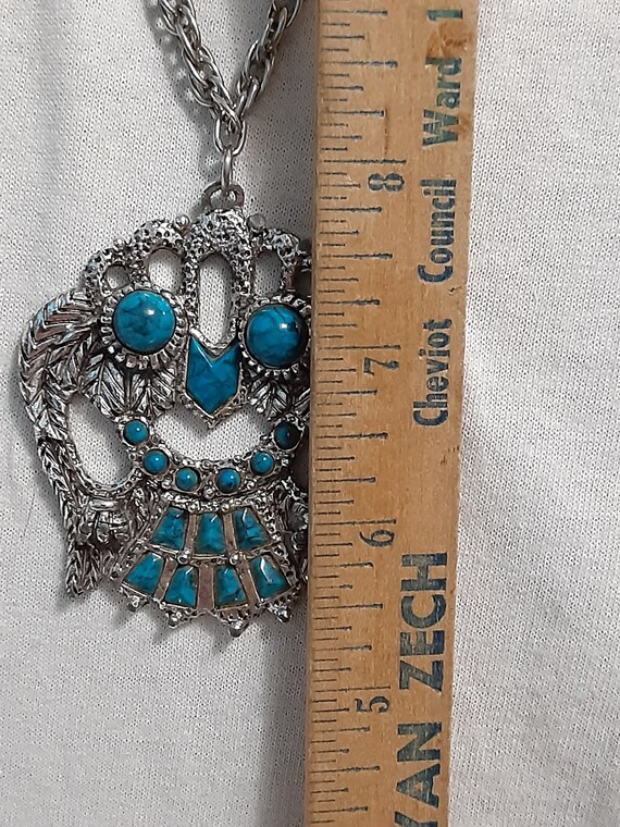 Vintage faux turquoise native american style owl … - image 3