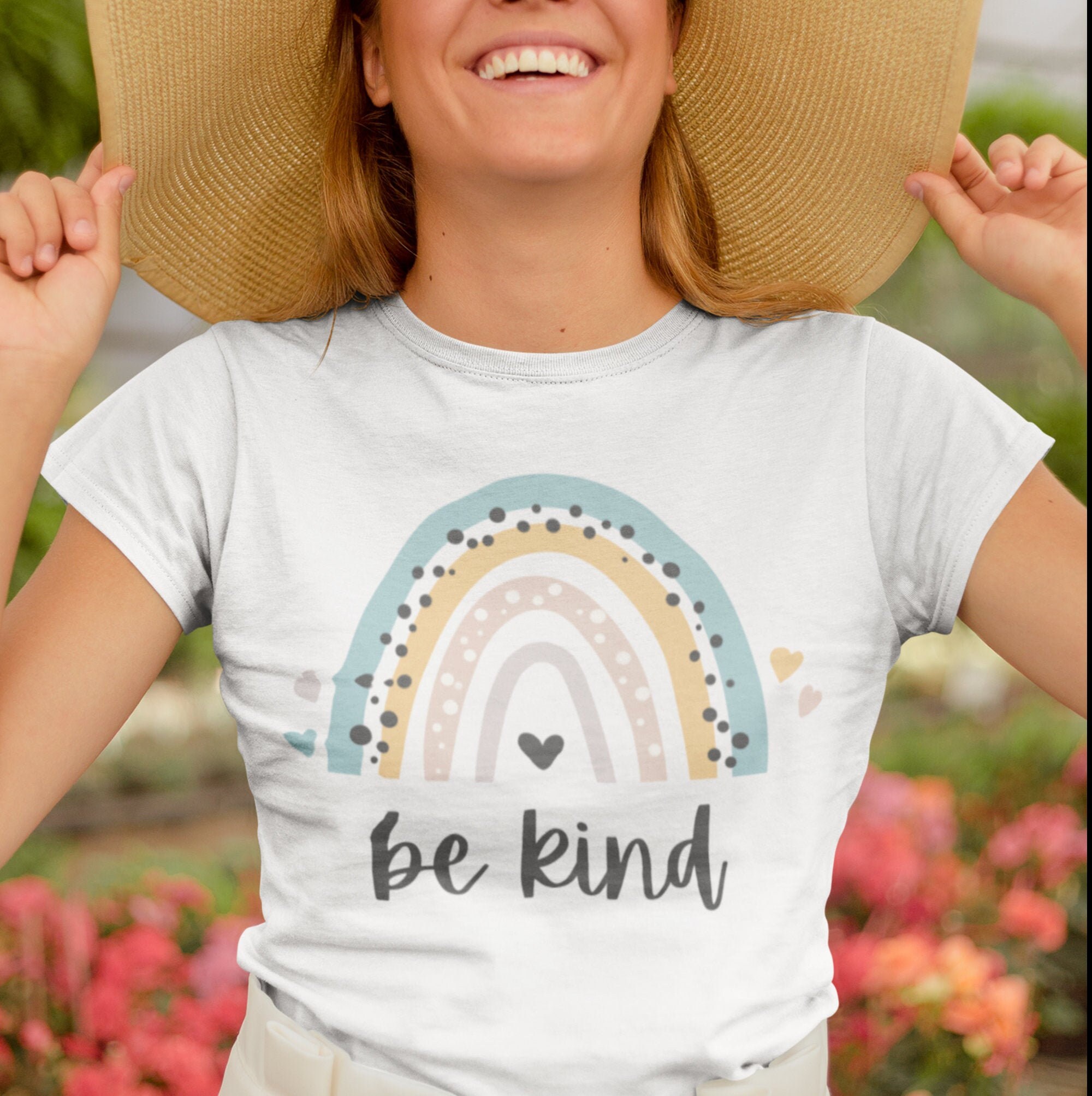 Women's Graphic Tees Be Kind Shirt Rainbow Shirt Be Etsy