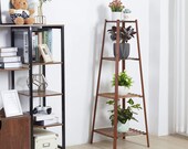 4 Tiered Plant Stand, Bamboo Plant Pot Holder Tall Plant Display Shelf Flower Stand Indoor Ladder Planter Shelves for Home Office