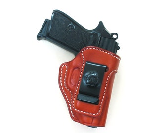 Walther PP, PPK Premium Leather Holster, Handmade Inside the Waist Band (IWB) Concealment Holster, Black and Brown