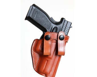 Kabura skórzana RUGER LC9, LC40, LC 380 (bez lasera), ręcznie robiona, kabura w stylu IWB (Wewnątrz pasa), czarno-brązowa