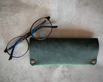 Personalized Leather Glasses Case, Custom Sunglasses Case, Engraved Reading Glass Sleeve, Anniversary Gift for Him and Her