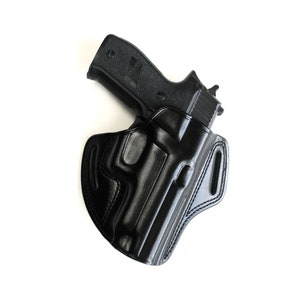 WALTHER PP, PPK Premium Leather Holster, Handmade Pancake Style Holster, Black and Brown, Right-Left Hand Draw
