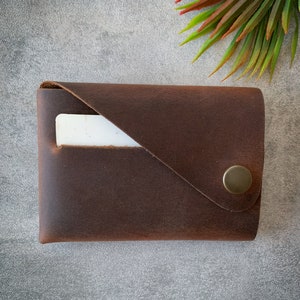 Portefeuille en cuir minimaliste personnalisé, RFID, porte-cartes EDC, hommes, femmes, cadeau pour papa et maman, porte-monnaie Slim-Small gravé personnalisé marron