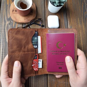 Personalized Leather Passport Cover, Custom Passport Travel Wallet, Engraved Passport Case, Valentine&#39;s Day Gift,Gift for Everybody