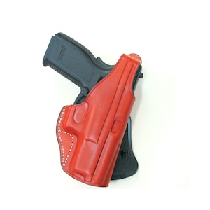 H&K USP Full Size Premium Leather Holster, Handmade Adjustable Paddle with Retention Holster, Black and Brown