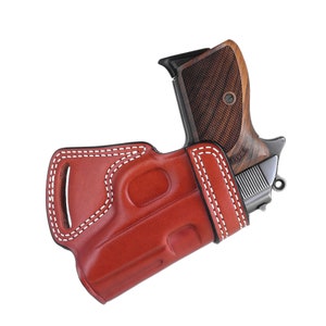 COLT 1911 3&quot; Premium Leder Holster, Handgemachtes Kleinleder (SOB) Stil Holster, Schwarz und Braun