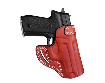 Glock 19, 23 Premium Lederen Holster, Handgemaakte Cross Draw Schede Stijl Holster, Zwart en Bruin